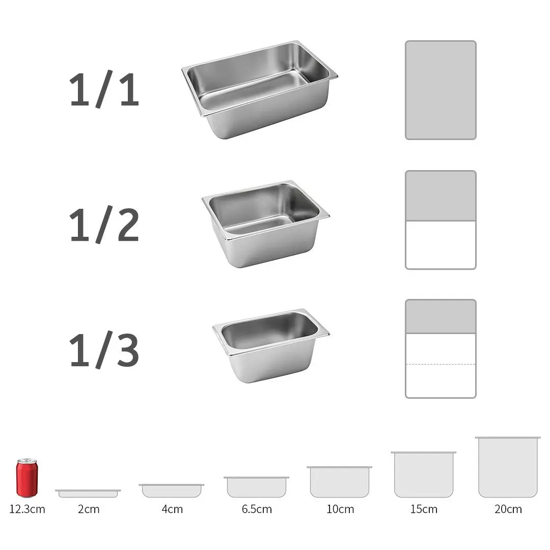 Soga Gastronorm GN Pan Full Size 1/3 GN Pan 15cm Deep Stainless Steel Tray