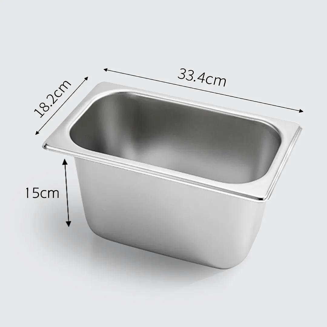 Soga Gastronorm GN Pan Full Size 1/3 GN Pan 15cm Deep Stainless Steel Tray