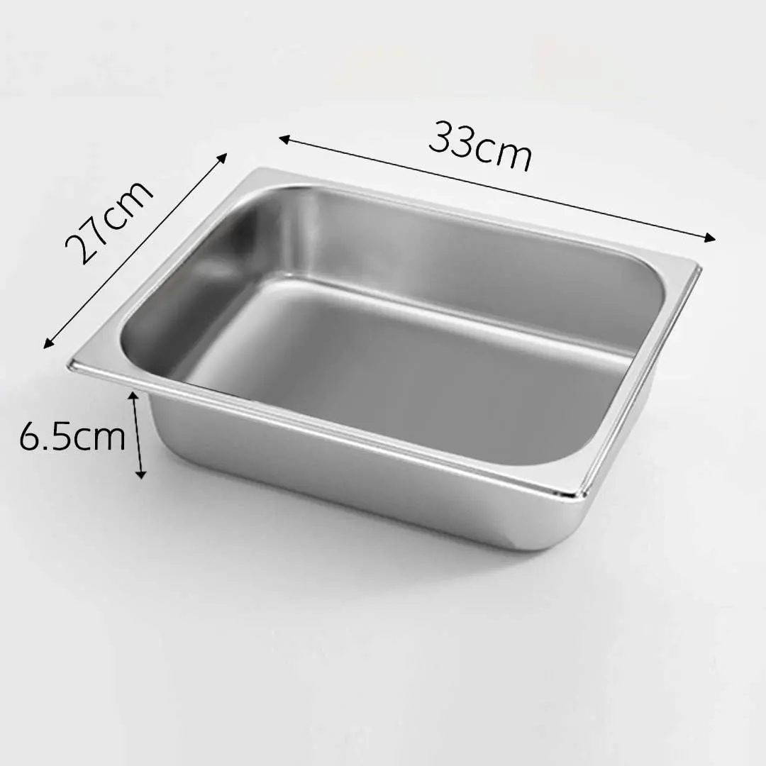 Soga Gastronorm GN Pan Full Size 1/2 GN Pan 6.5cm Deep Stainless Steel Tray