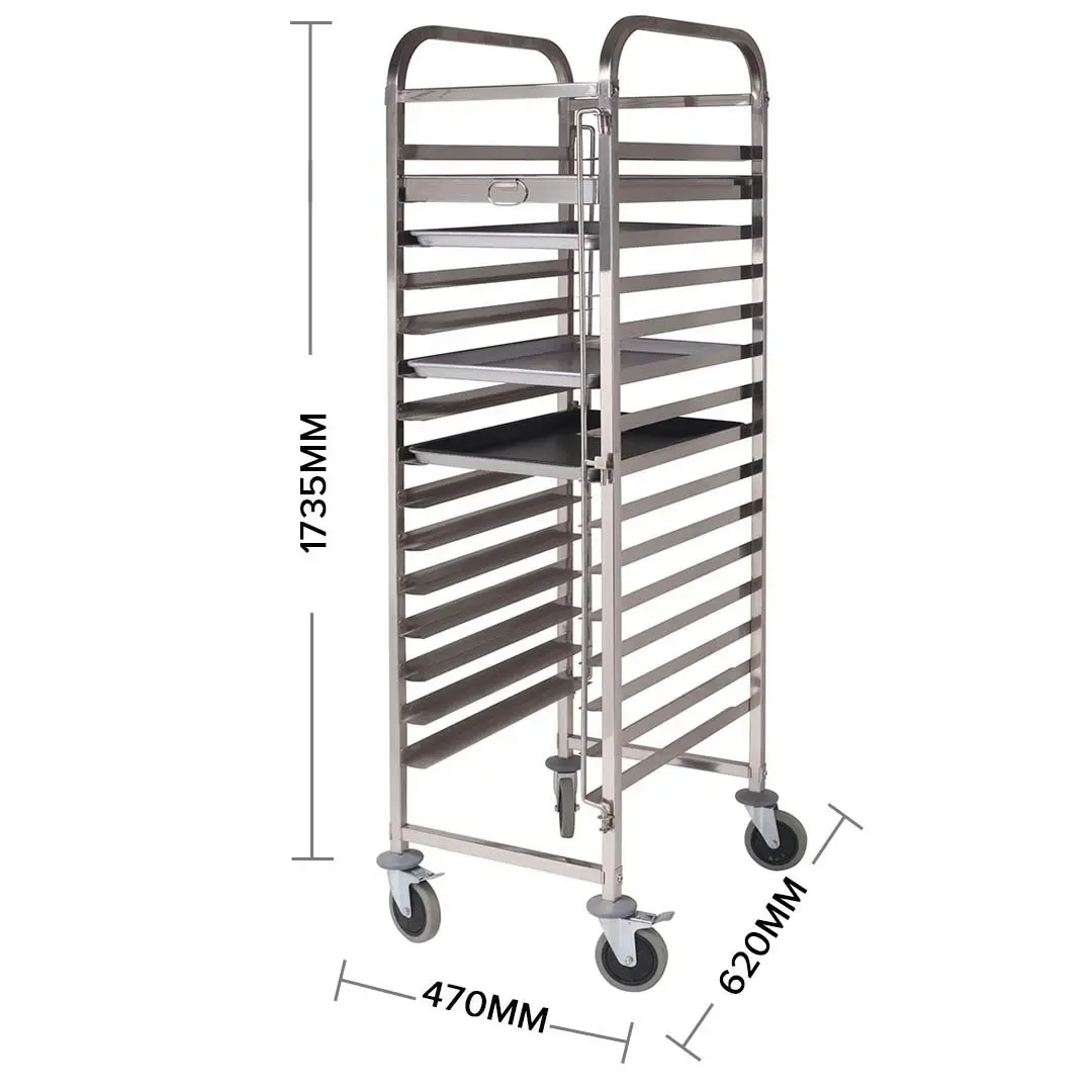 Soga Gastronorm Trolley 16 Tier Stainless Steel Cake Bakery Trolley Suits 60*40cm Tray