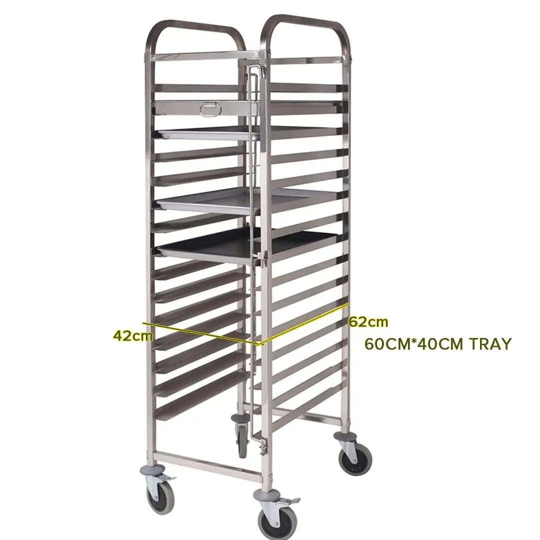 Soga Gastronorm Trolley 16 Tier Stainless Steel Cake Bakery Trolley Suits 60*40cm Tray