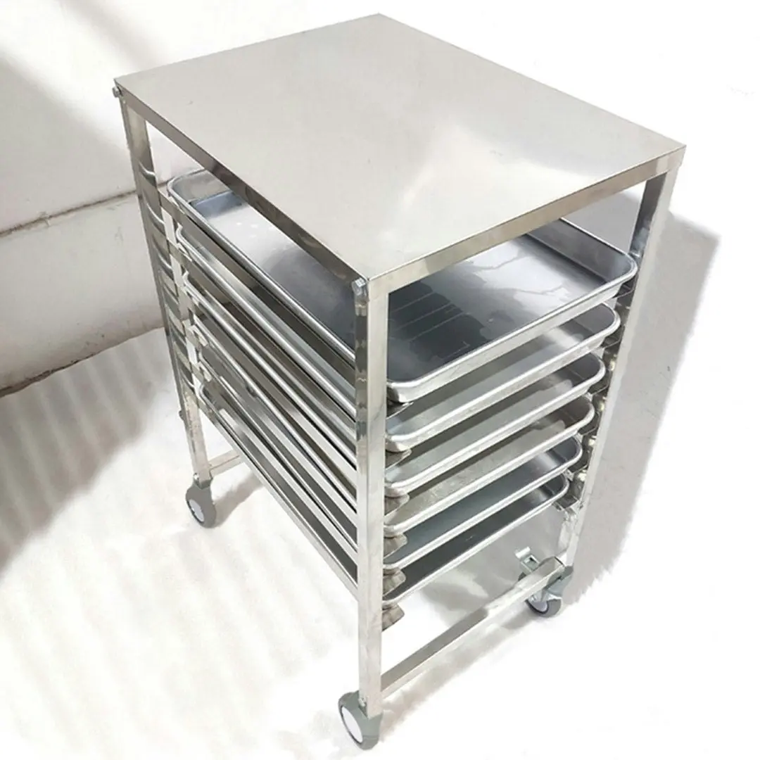 Soga Gastronorm Trolley 7 Tier Stainless Steel Bakery Trolley Suits 60*40cm Tray with Working Surface