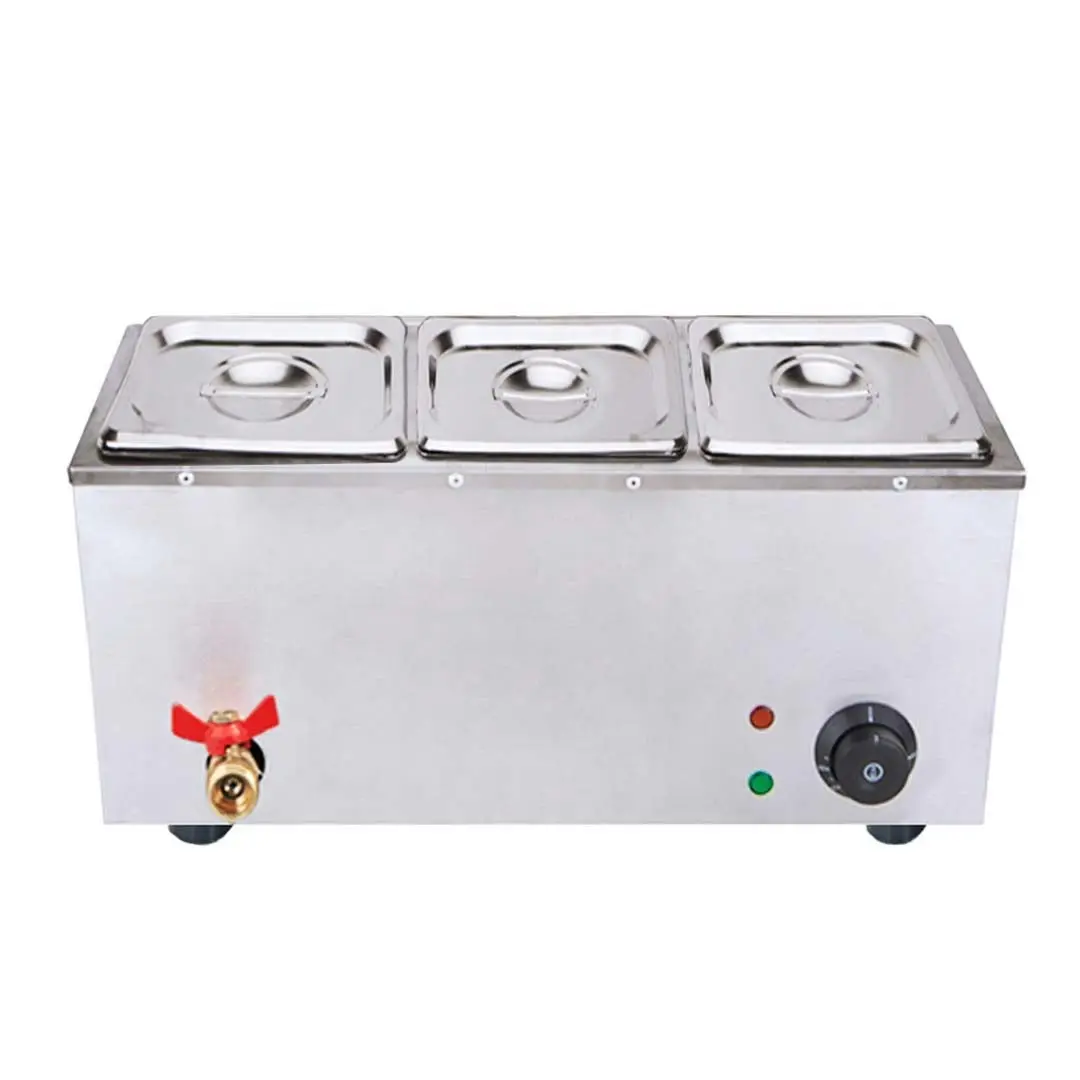 Soga Stainless Steel 3 X 1/2 GN Pan Electric Bain-Marie Food Warmer with Lid