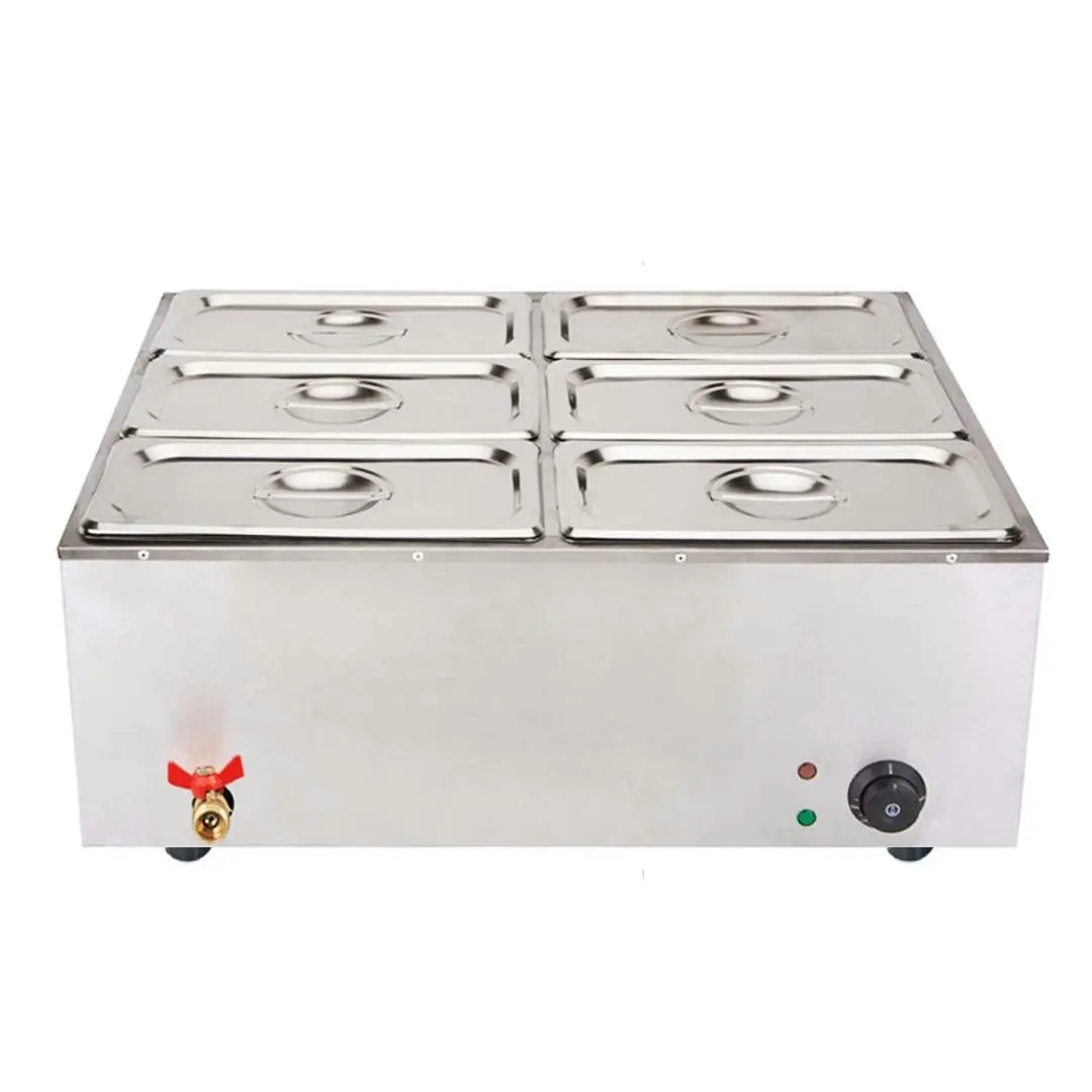 Soga Stainless Steel 6 X 1/3 GN Pan Electric Bain-Marie Food Warmer with Lid