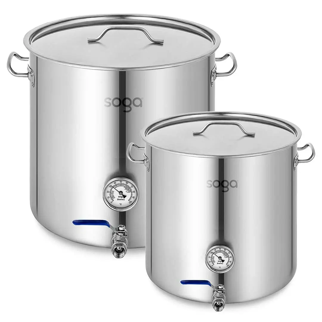 Soga Stainless Steel Brewery Pot 50L 98L With Beer Valve 40CM 50CM