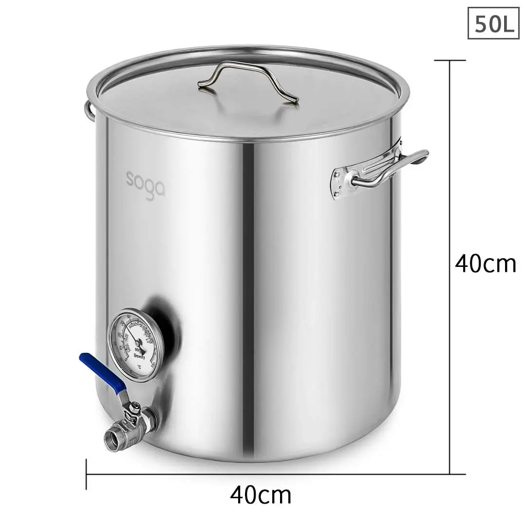 Soga Stainless Steel Brewery Pot 50L With Beer Valve 40*40cm