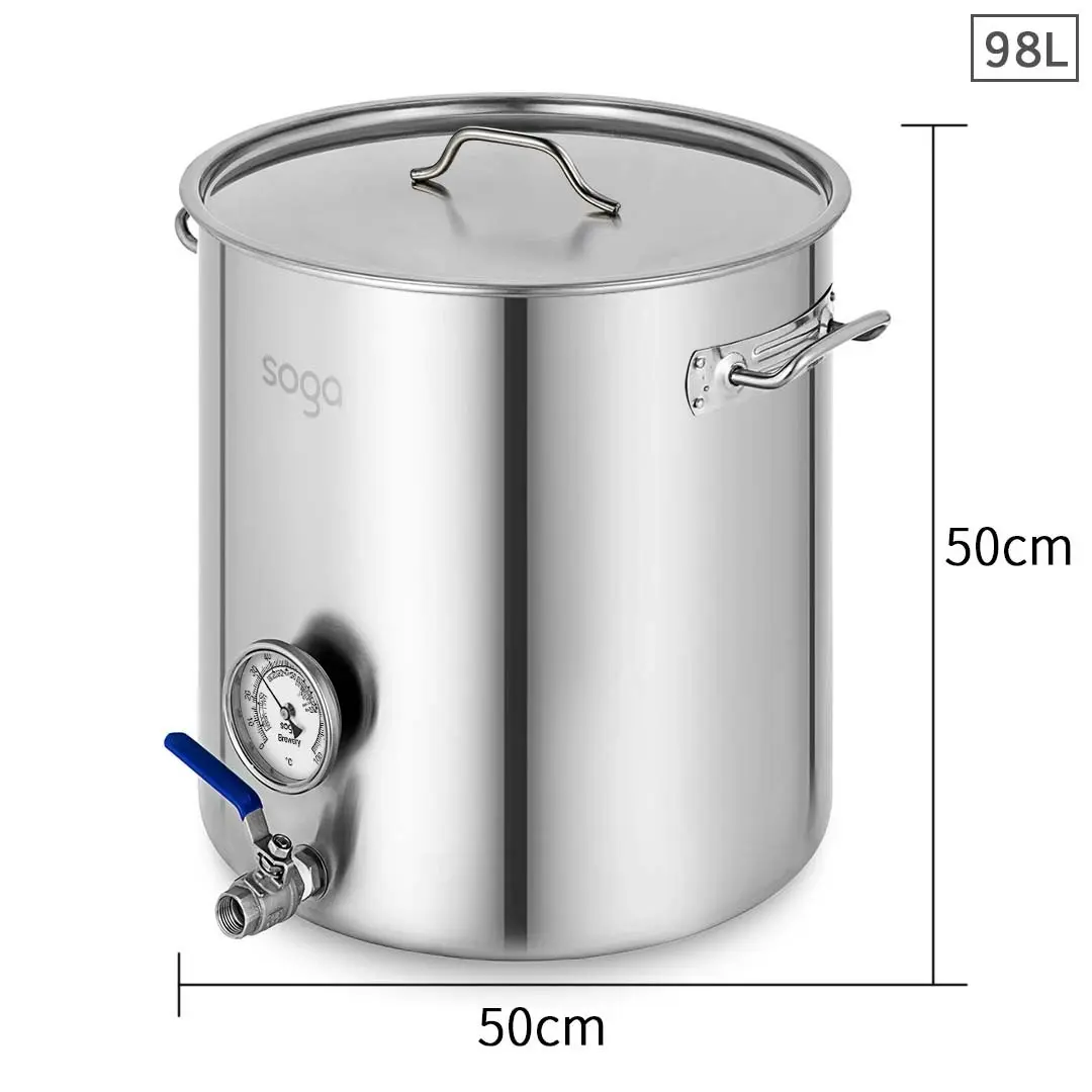 Soga Stainless Steel Brewery Pot 98L With Beer Valve 50*50cm