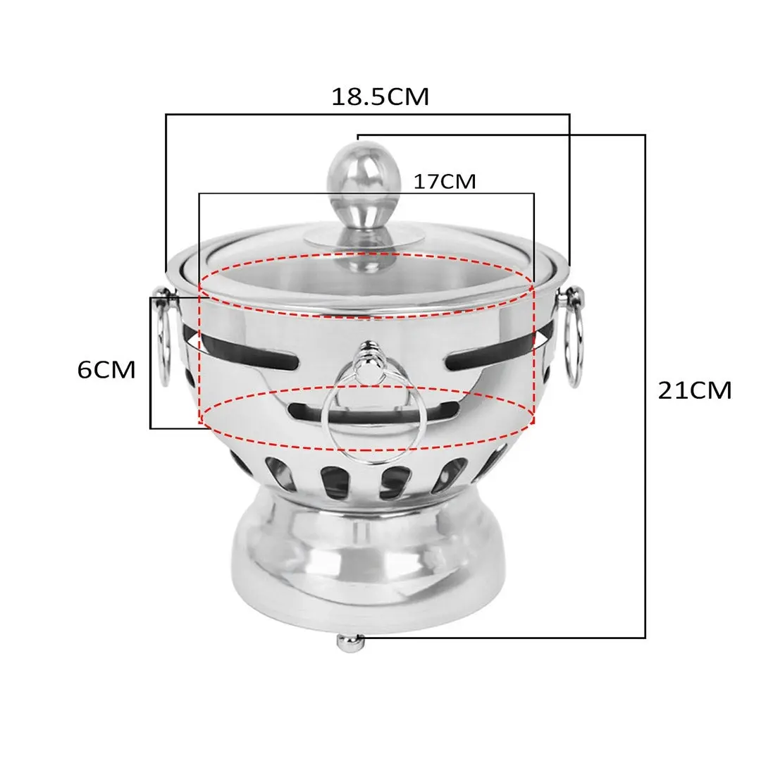 Soga Stainless Steel Mini Asian Buffet Hot Pot Single Person Shabu Alcohol Stove Burner with Glass Lid