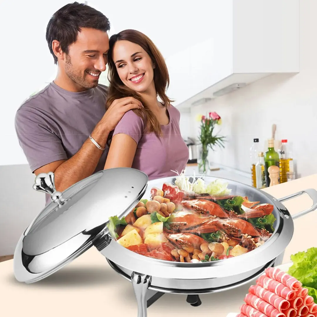 Soga Stainless Steel Round Buffet Chafing Dish Cater Food Warmer Chafer with Glass Top Lid