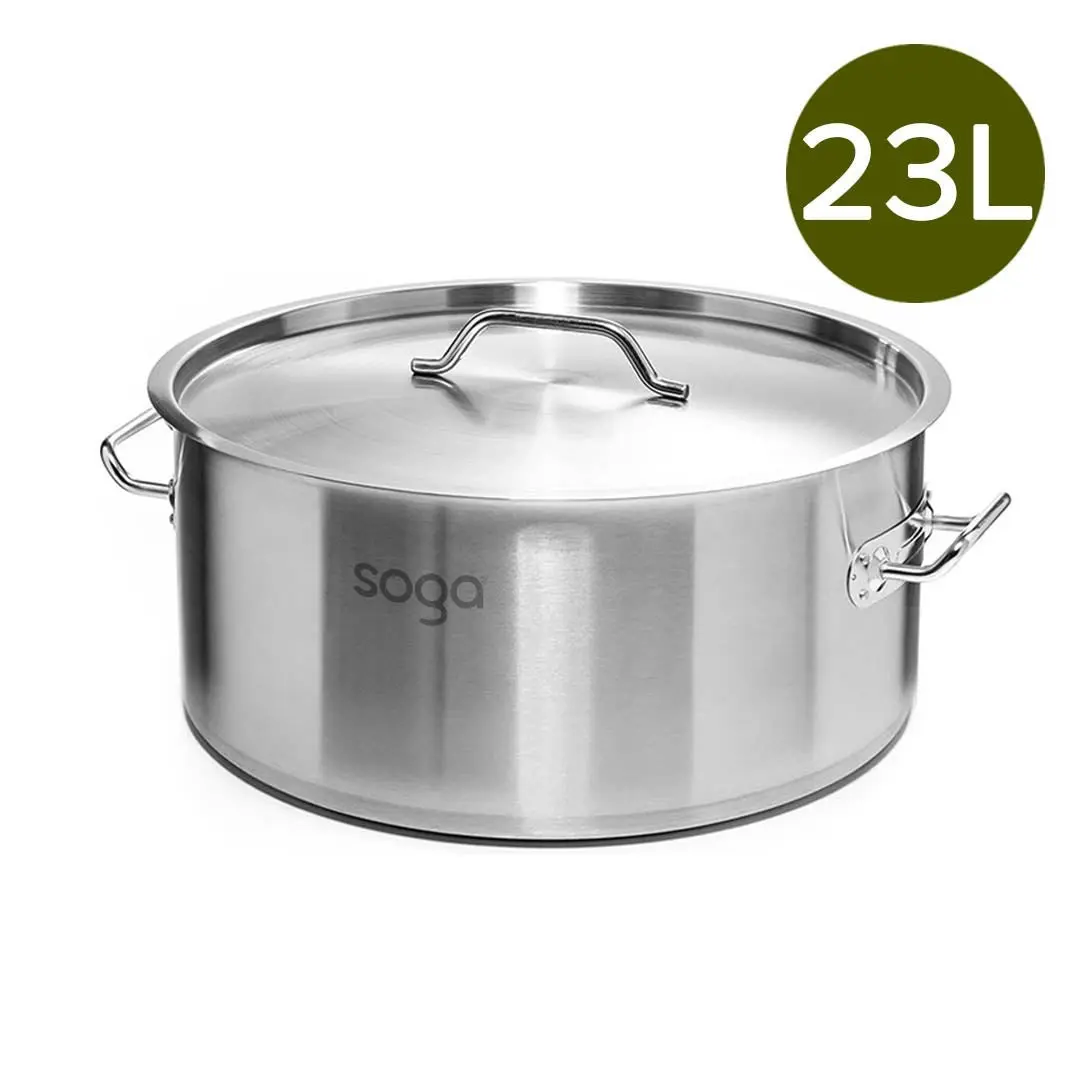 Soga Stock Pot 23L Top Grade Thick Stainless Steel Stockpot 18/10