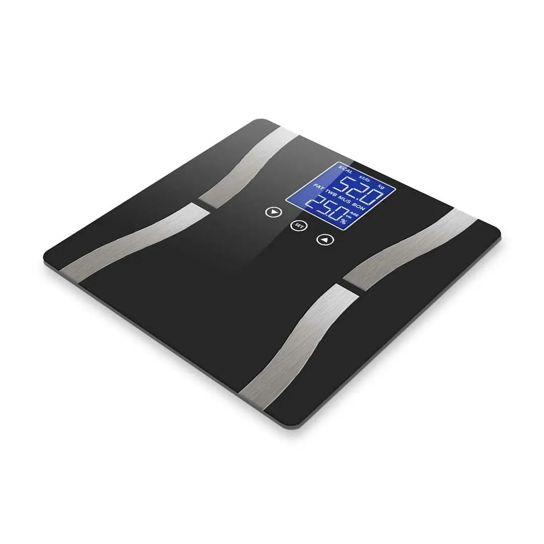 Soga Glass LCD Digital Body Fat Scale Bathroom Electronic Gym Water Weighing Scales Black