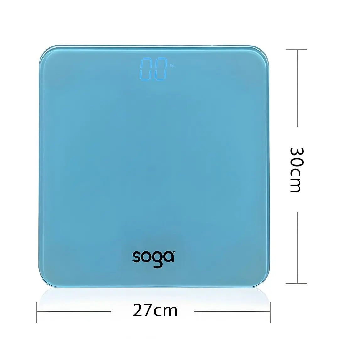 Soga 180kg Digital Fitness Weight Bathroom Gym Body Glass LCD Electronic Scales Blue