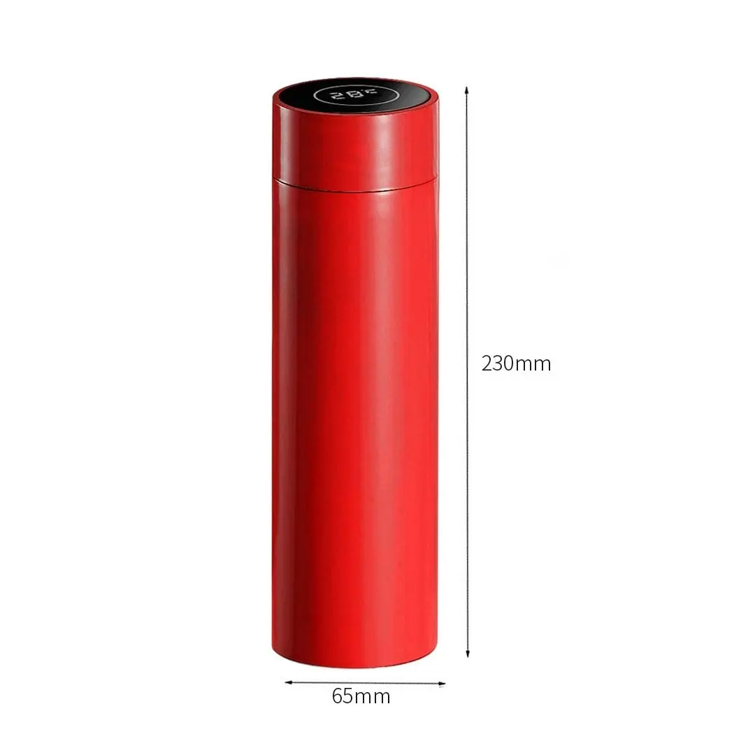 Soga 500ML Stainless Steel Smart LCD Thermometer Display Bottle Vacuum Flask Thermos Red