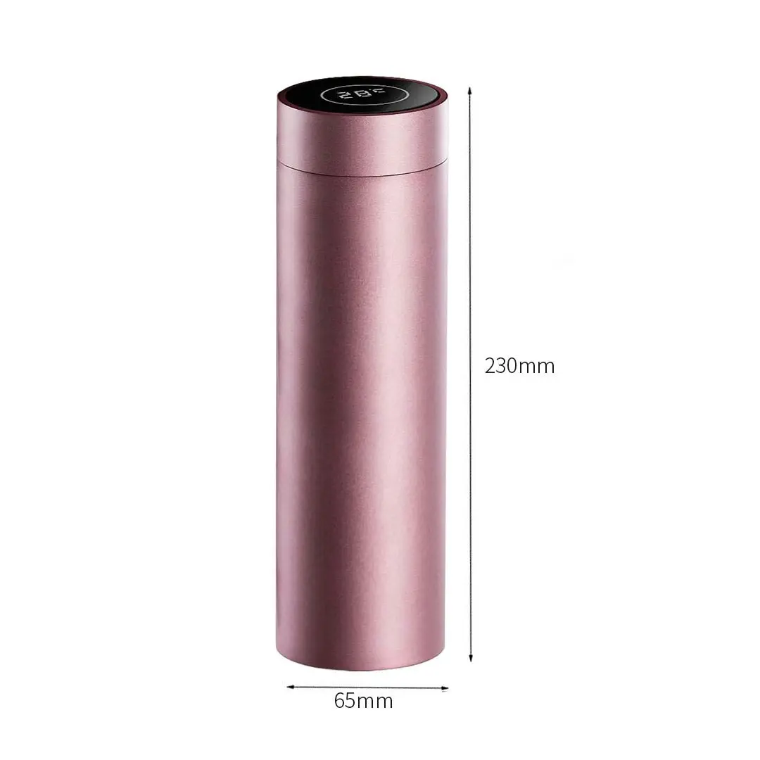 Soga 500ML Stainless Steel Smart LCD Thermometer Display Bottle Vacuum Flask Thermos Rose Gold