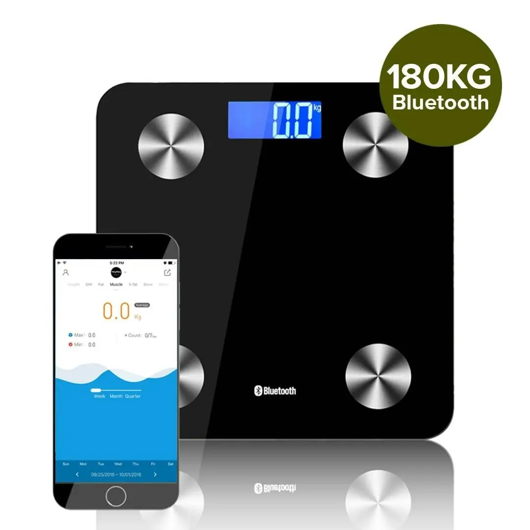 Soga Wireless Bluetooth Digital Body Fat Scale Bathroom Health Analyser Weight Black