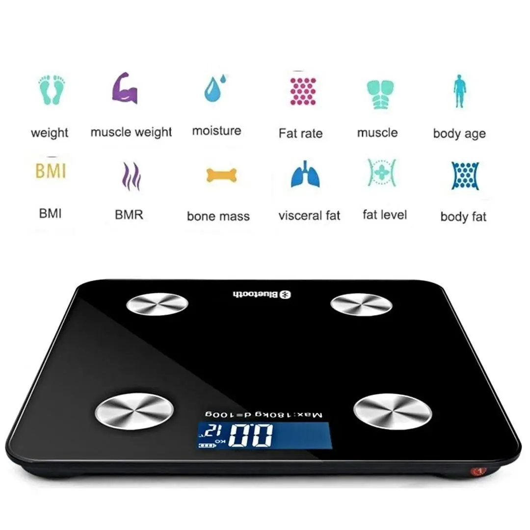 Soga Wireless Bluetooth Digital Body Fat Scale Bathroom Health Analyser Weight Black