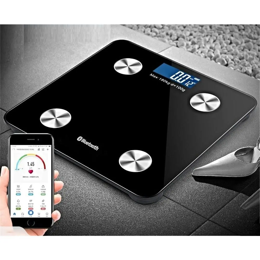 Soga Wireless Bluetooth Digital Body Fat Scale Bathroom Health Analyser Weight Black