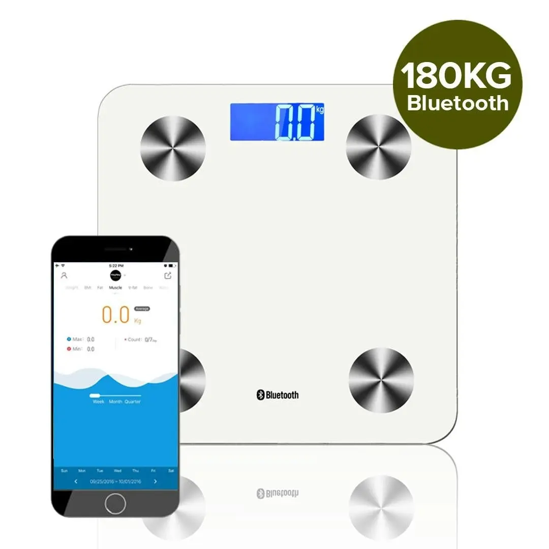 Soga Wireless Bluetooth Digital Body Fat Scale Bathroom Health Analyser Weight White