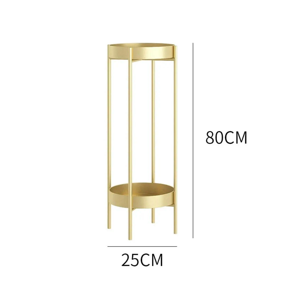 Soga 2 Layer 80cm Gold Metal Plant Stand Flower Pot Holder Corner Shelving Rack Indoor Display