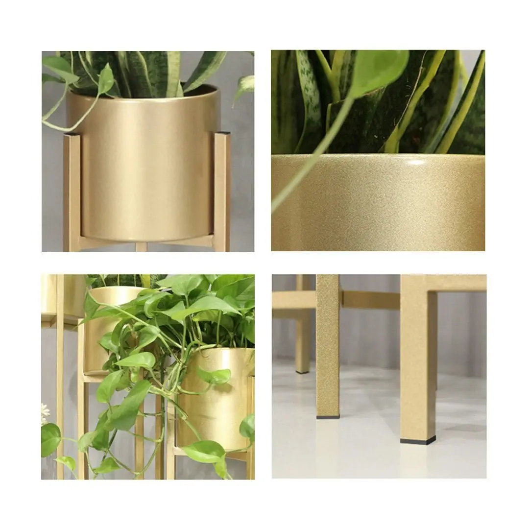 Soga 30cm Gold Metal Plant Stand with Flower Pot Holder Corner Shelving Rack Indoor Display