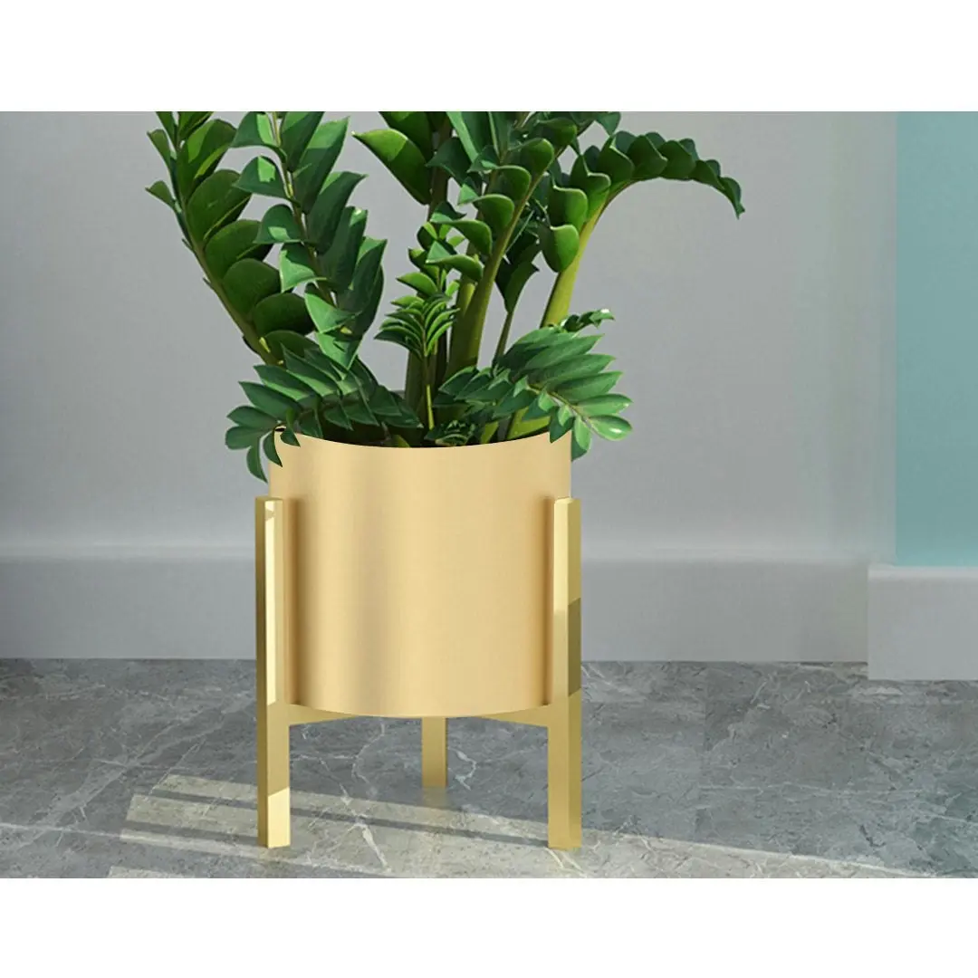 Soga 30cm Gold Metal Plant Stand with Flower Pot Holder Corner Shelving Rack Indoor Display