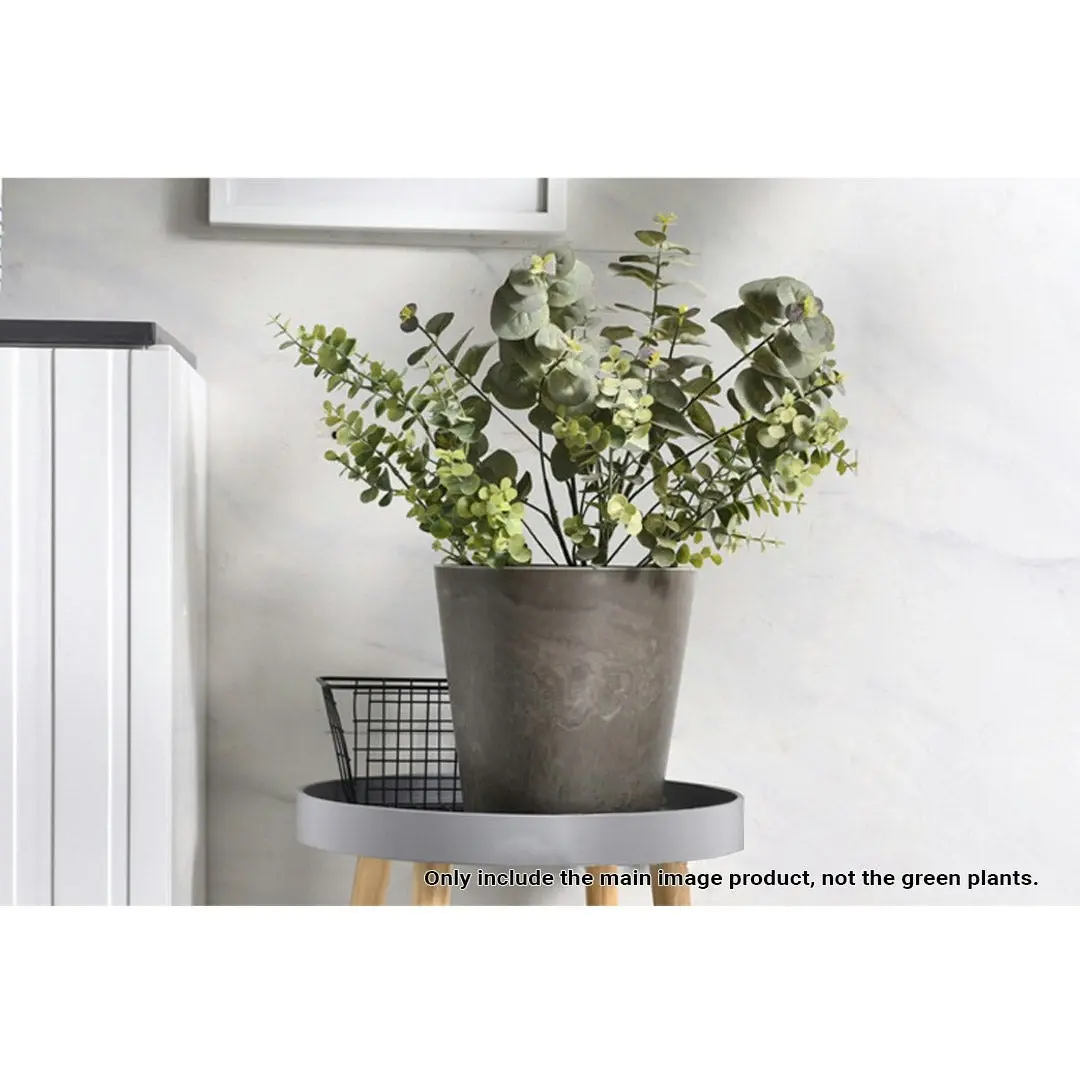 Soga 37cm Rock Grey Round Resin Tapered Plant Flower Pot in Cement Pattern Planter Cachepot for Indoor Home Office