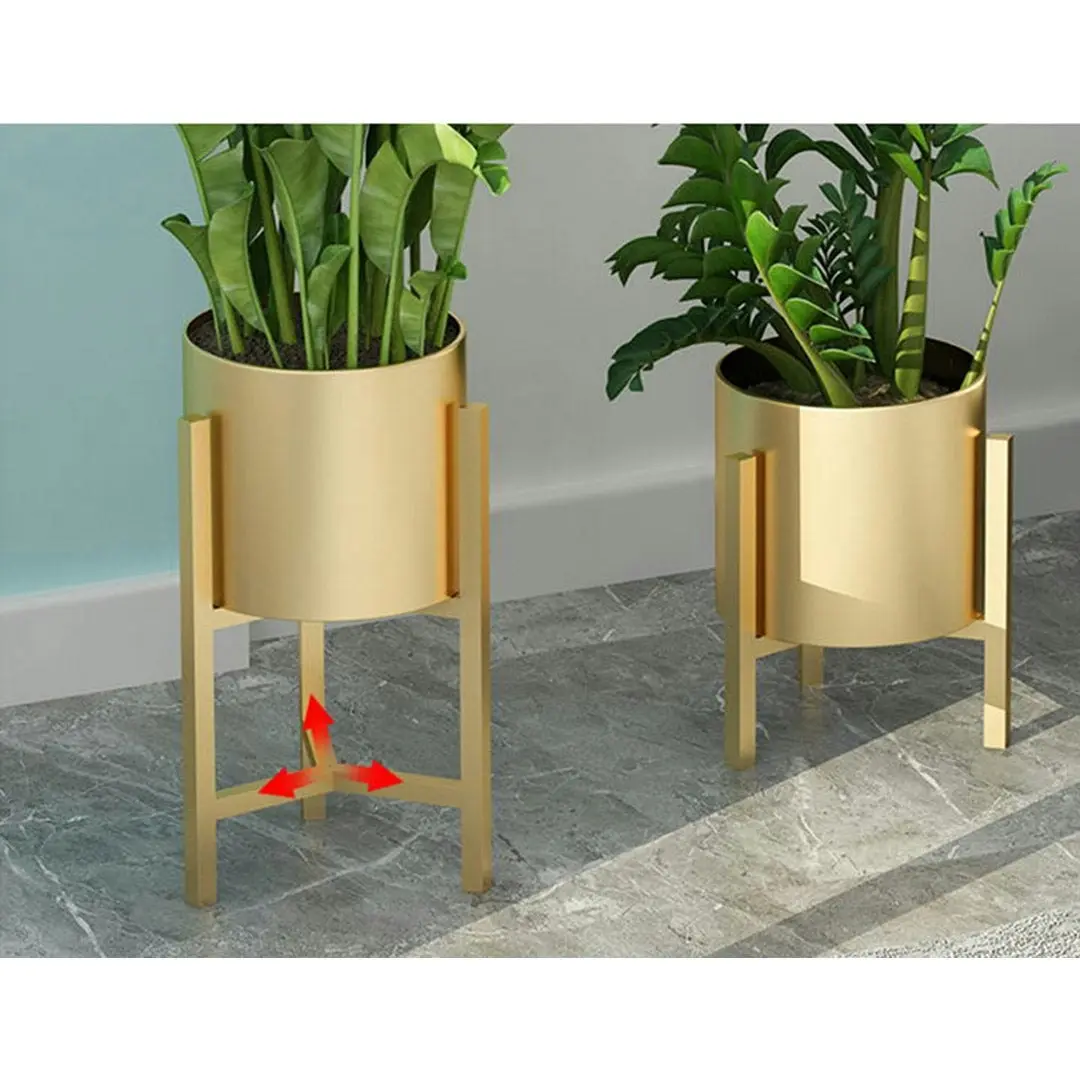 Soga 45cm Gold Metal Plant Stand with Flower Pot Holder Corner Shelving Rack Indoor Display