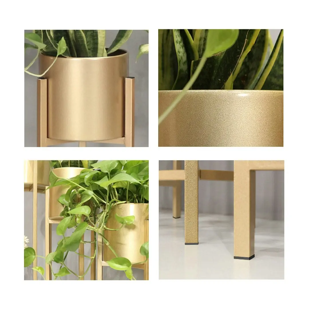 Soga 45cm Gold Metal Plant Stand with Flower Pot Holder Corner Shelving Rack Indoor Display