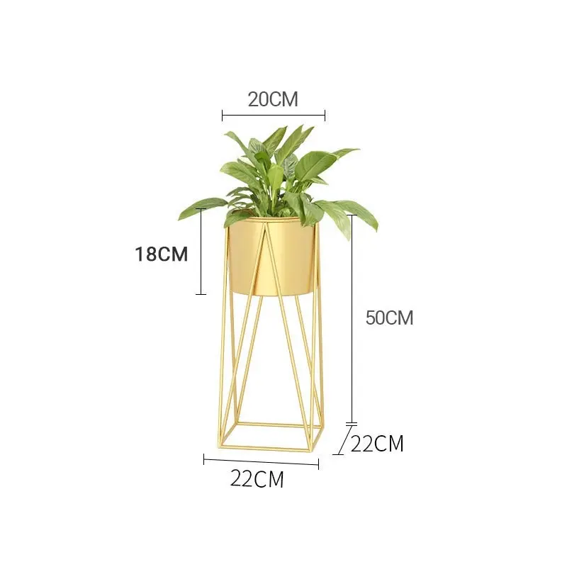 Soga 50cm Gold Metal Plant Stand with Gold Flower Pot Holder Corner Shelving Rack Indoor Display