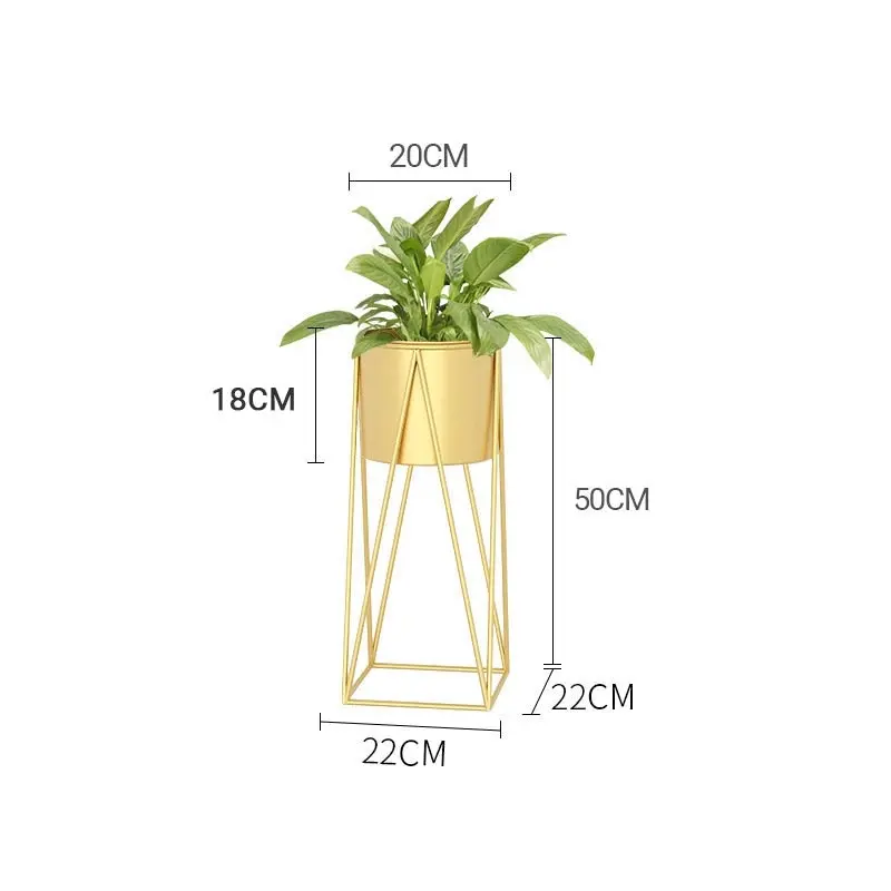 Soga 50cm Gold Metal Plant Stand with Gold Flower Pot Holder Corner Shelving Rack Indoor Display