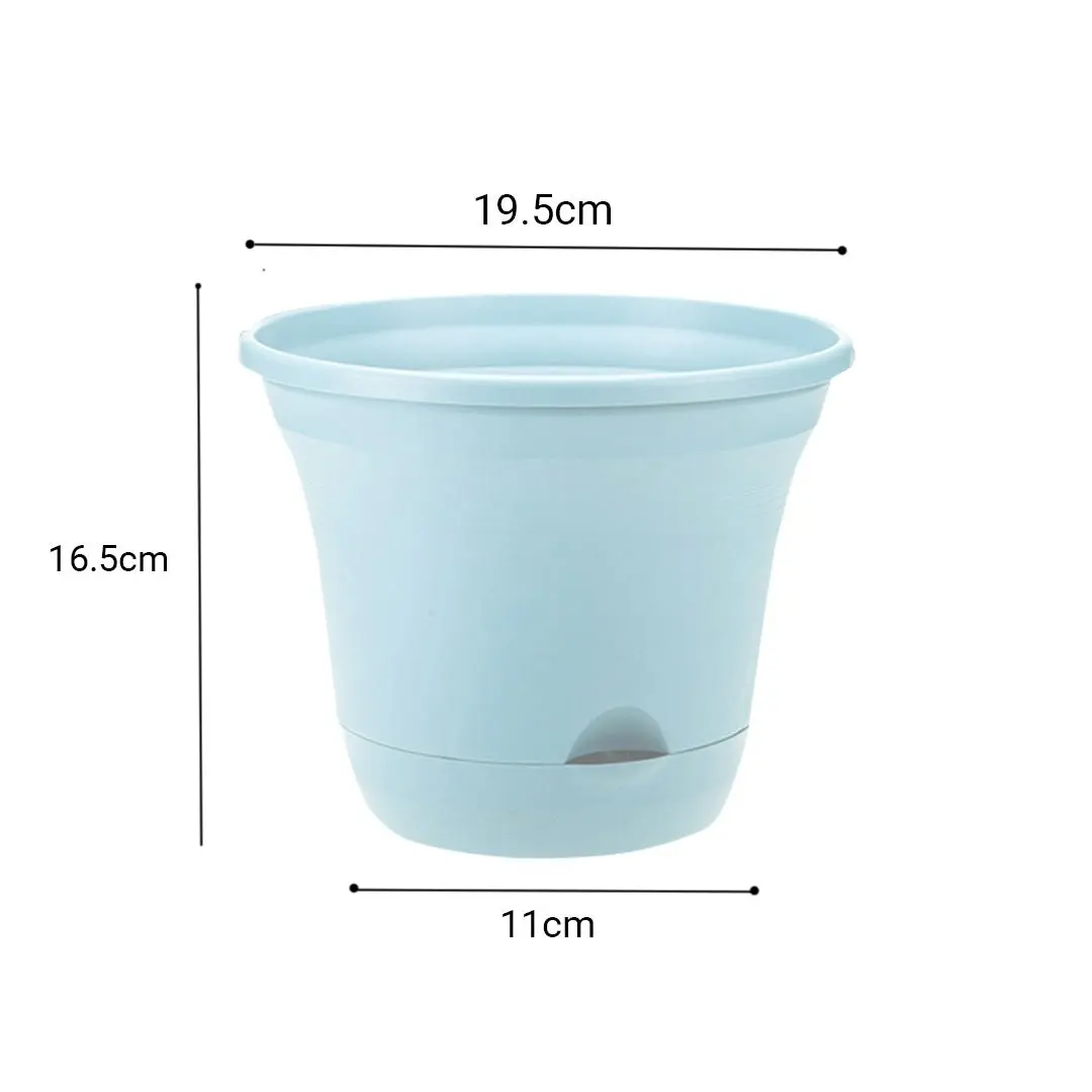 Soga 19.5cm Blue Plastic Plant Pot Self Watering Planter Flower Bonsai Indoor Outdoor Garden Decor Set of 2