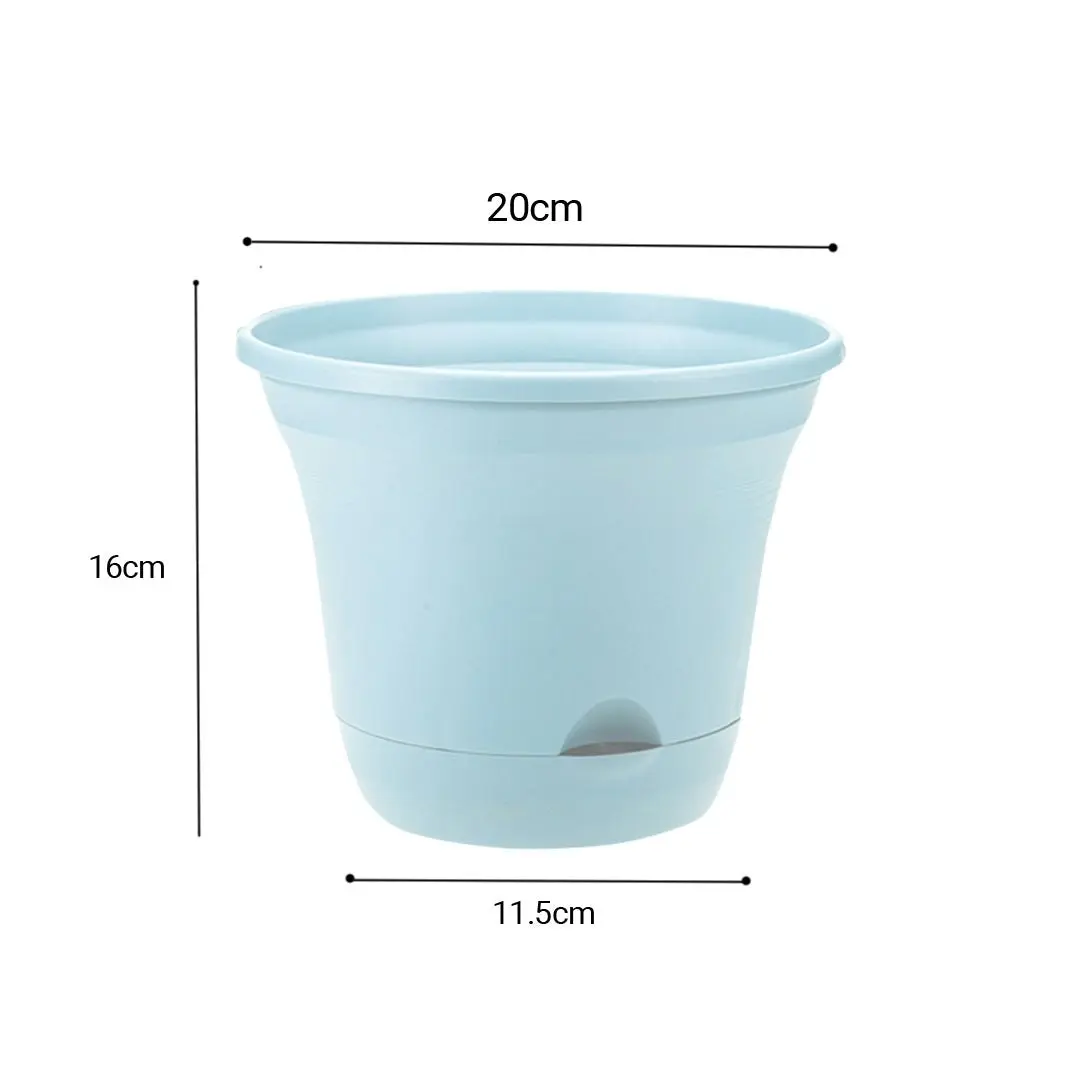 Soga 19.5cm Blue Plastic Plant Pot Self Watering Planter Flower Bonsai Indoor Outdoor Garden Decor Set of 2