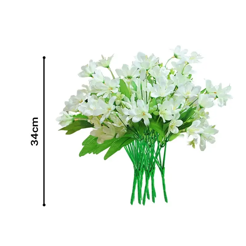 Soga 10 Bunch Artificial Silk Lilium nanum 6 Heads Flower Fake Bridal Bouquet Table Decor White