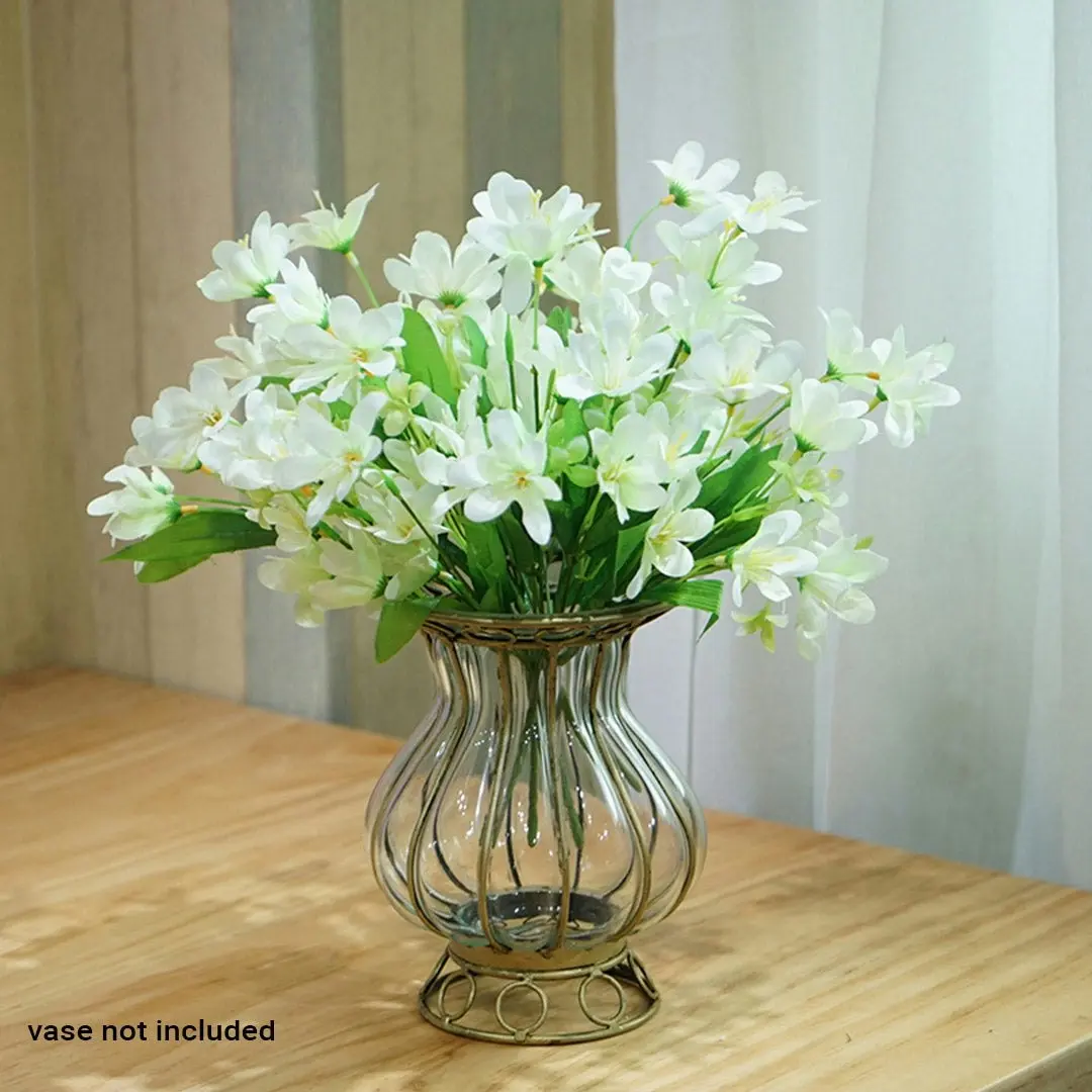 Soga 10 Bunch Artificial Silk Lilium nanum 6 Heads Flower Fake Bridal Bouquet Table Decor White