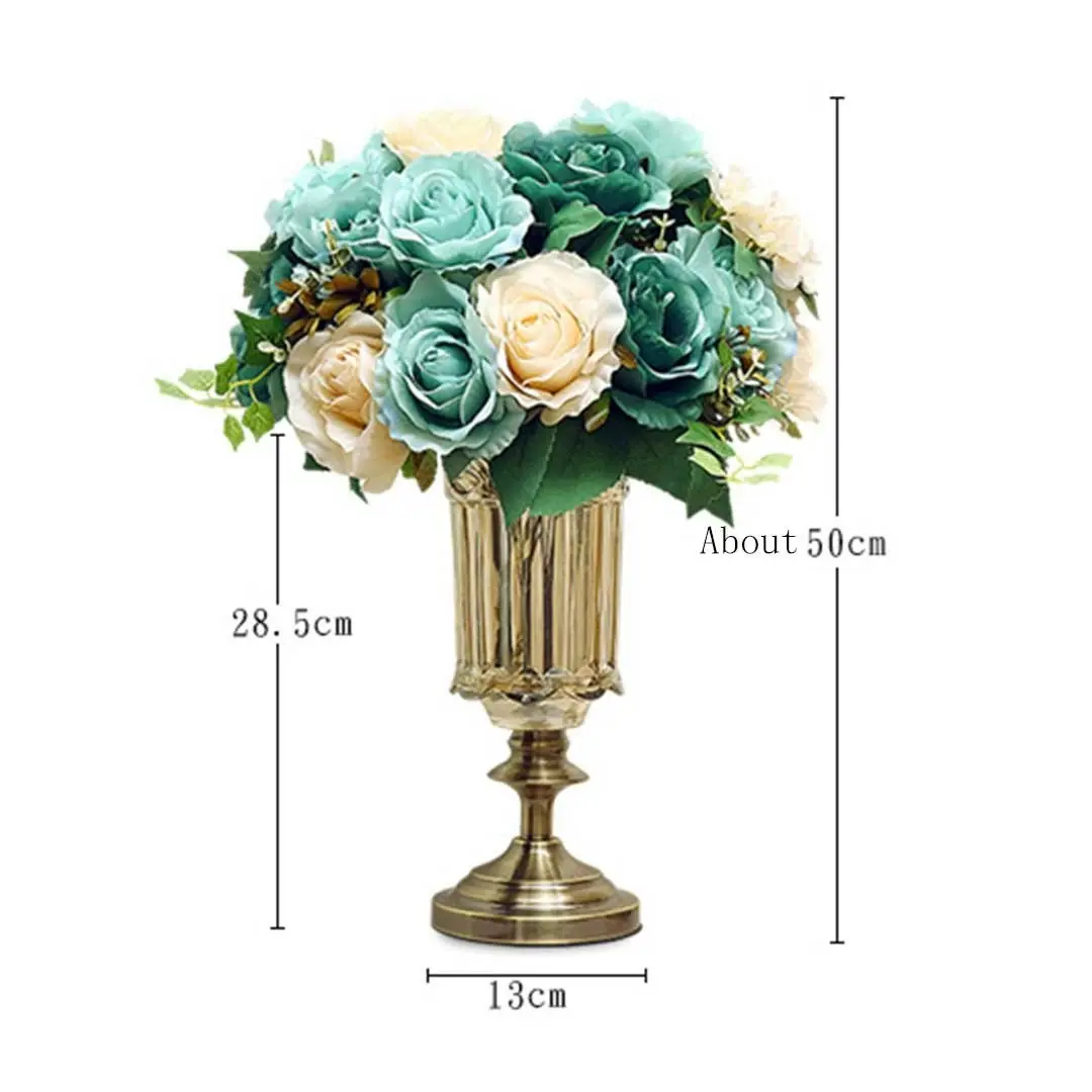 Soga 28.5cm Transparent Glass Flower Vase Filler with Blue Flower Set