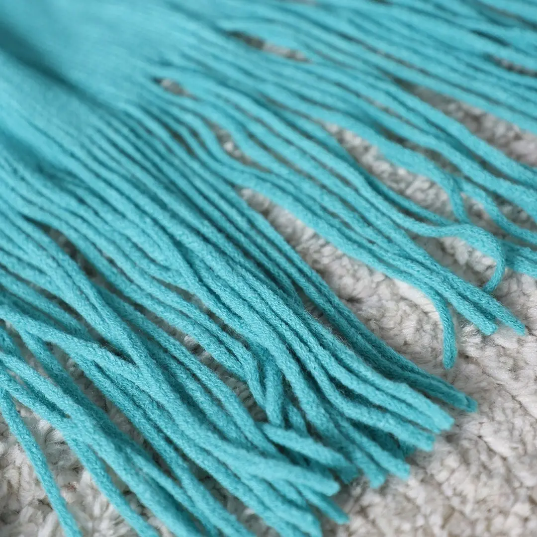 Soga Teal Acrylic Knitted Throw Blanket Solid Fringed Warm Cozy Woven Cover Couch Bed Sofa Home Decor