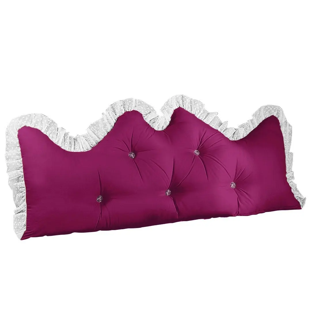 Soga 150cm Burgundy Princess Bed Pillow Headboard Backrest Bedside Tatami Sofa Cushion with Ruffle Lace Home Decor