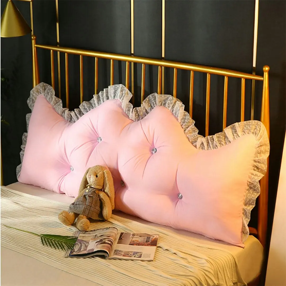 Soga 150cm Pink Princess Bed Pillow Headboard Backrest Bedside Tatami Sofa Cushion with Ruffle Lace Home Decor