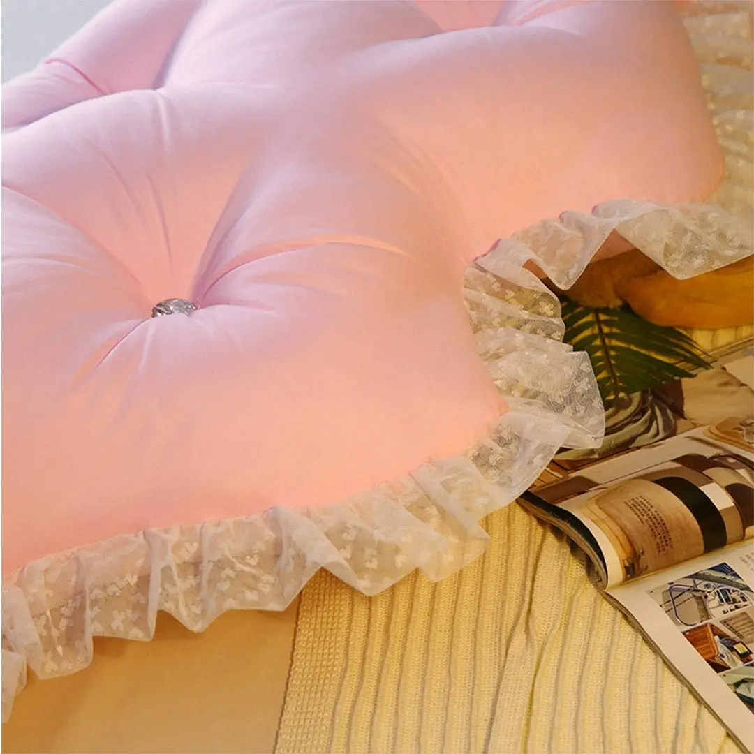 Soga 150cm Pink Princess Bed Pillow Headboard Backrest Bedside Tatami Sofa Cushion with Ruffle Lace Home Decor