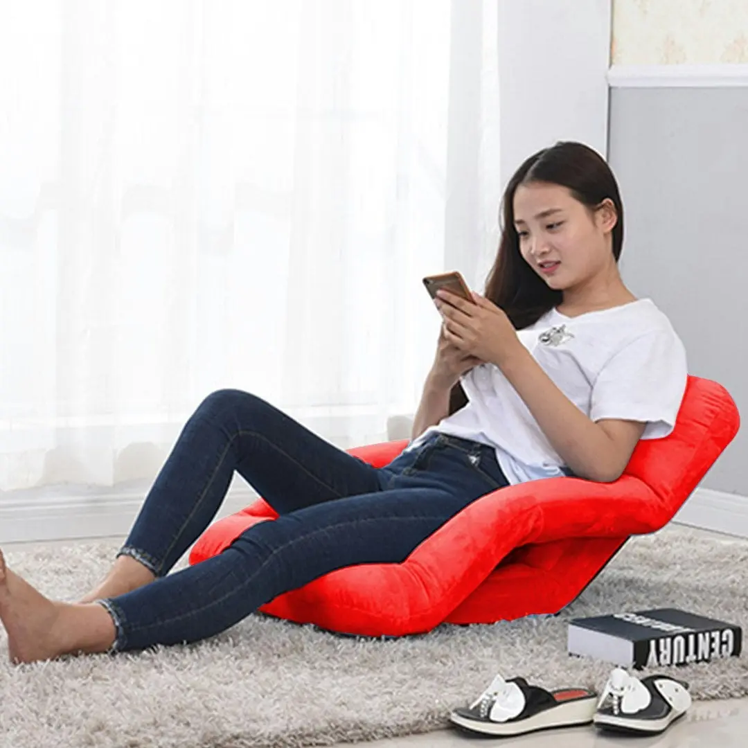 Soga 2X Foldable Lounge Cushion Adjustable Floor Lazy Recliner Chair with Armrest Red