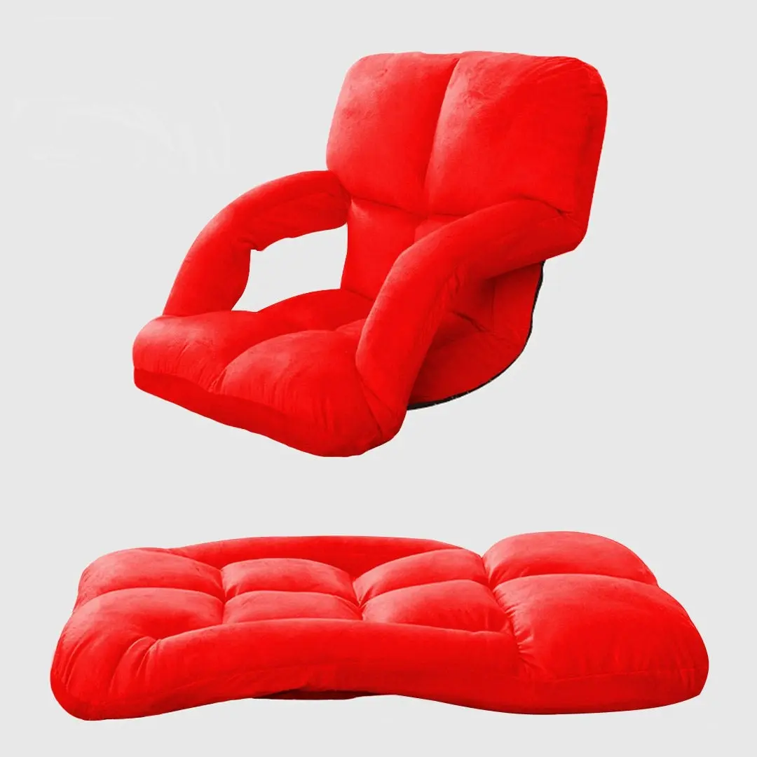 Soga 2X Foldable Lounge Cushion Adjustable Floor Lazy Recliner Chair with Armrest Red