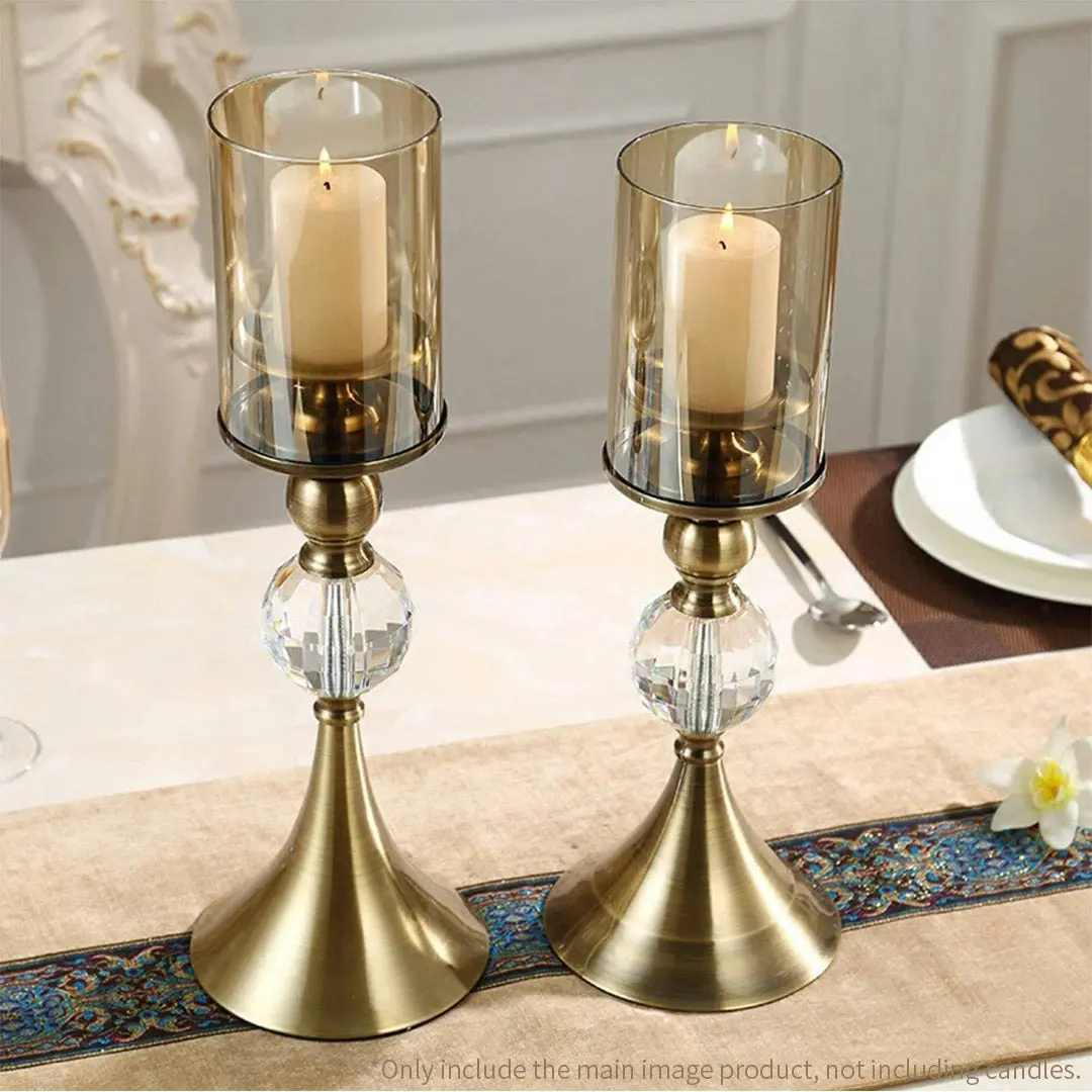 Soga 38cm Glass Candle Holder Candle Stand Glass/Metal