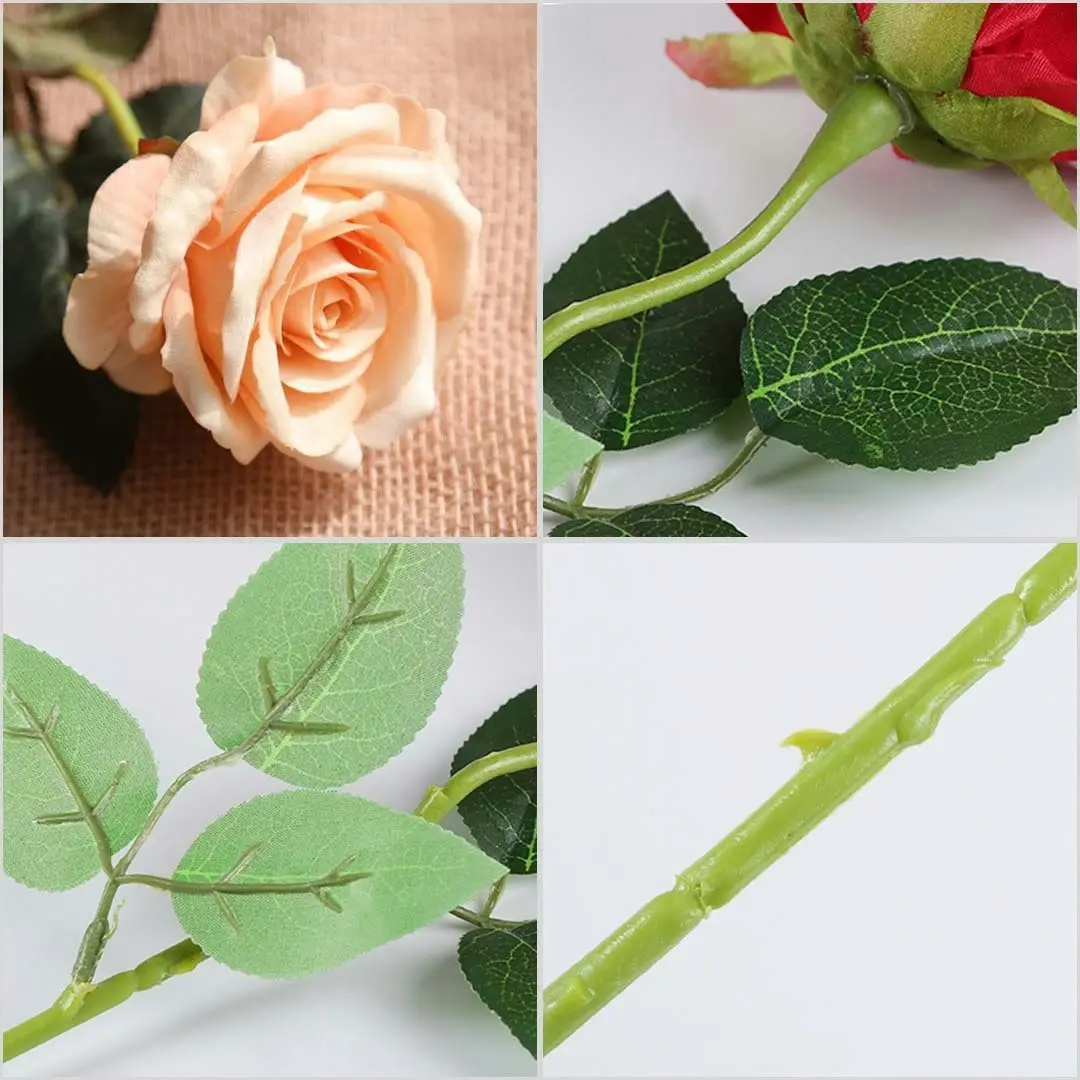 Soga 5pcs Artificial Silk Flower Fake Rose Bouquet Table Decor Champion