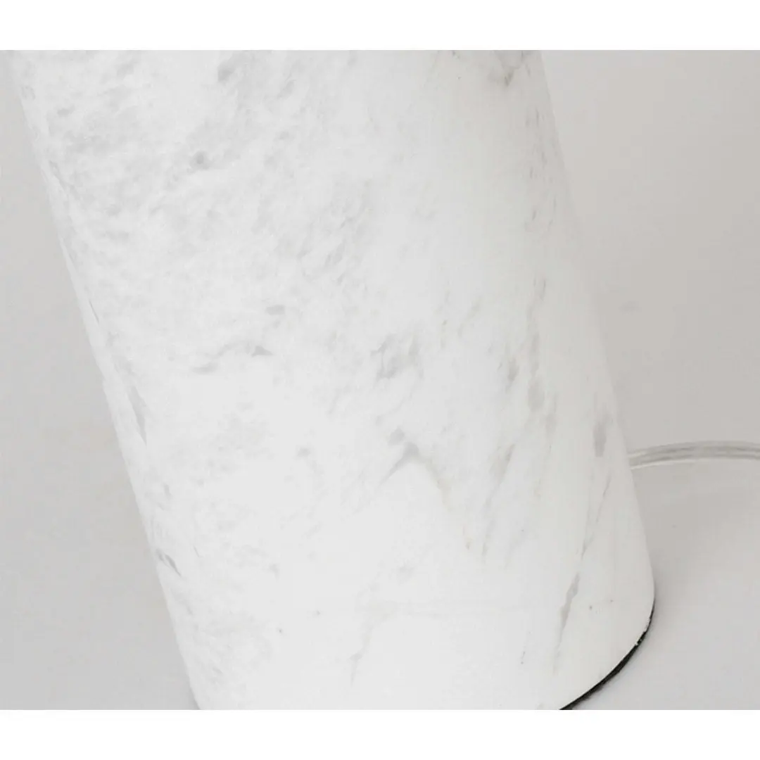 Soga 60cm White Marble Bedside Modern Desk Table Lamp Living Room Shade with Cylinder Base