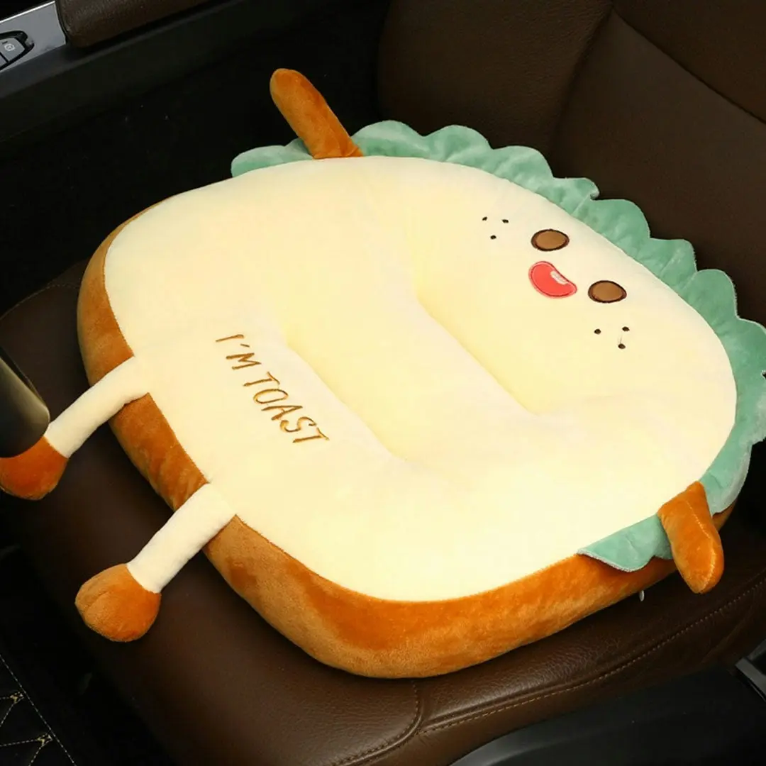 Soga Cute Face Toast Bread Cushion Stuffed Car Seat Plush Cartoon Back Support Pillow Home Decor