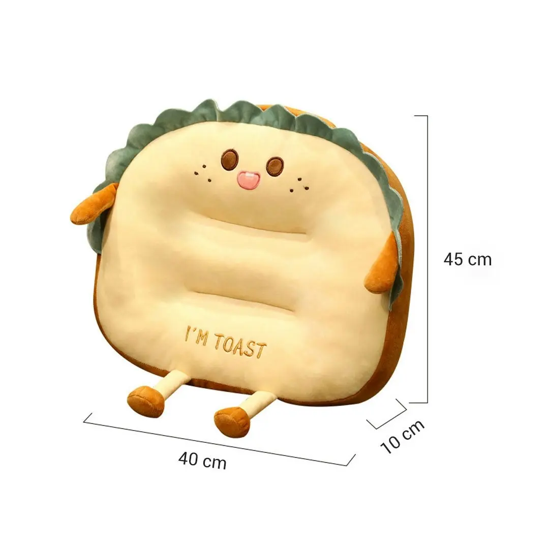 Soga Cute Face Toast Bread Cushion Stuffed Car Seat Plush Cartoon Back Support Pillow Home Decor