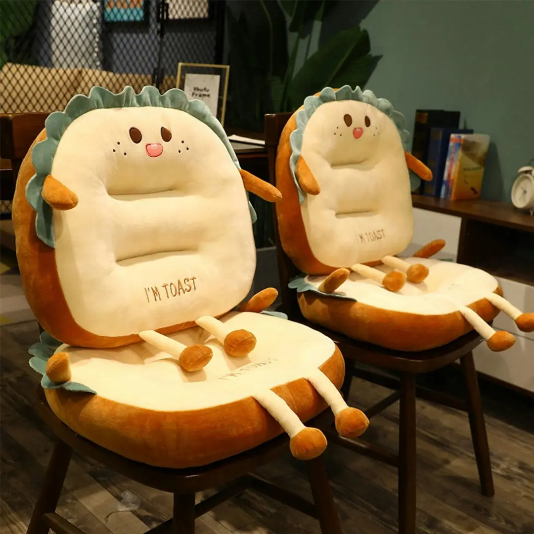 Soga Cute Face Toast Bread Cushion Stuffed Car Seat Plush Cartoon Back Support Pillow Home Decor