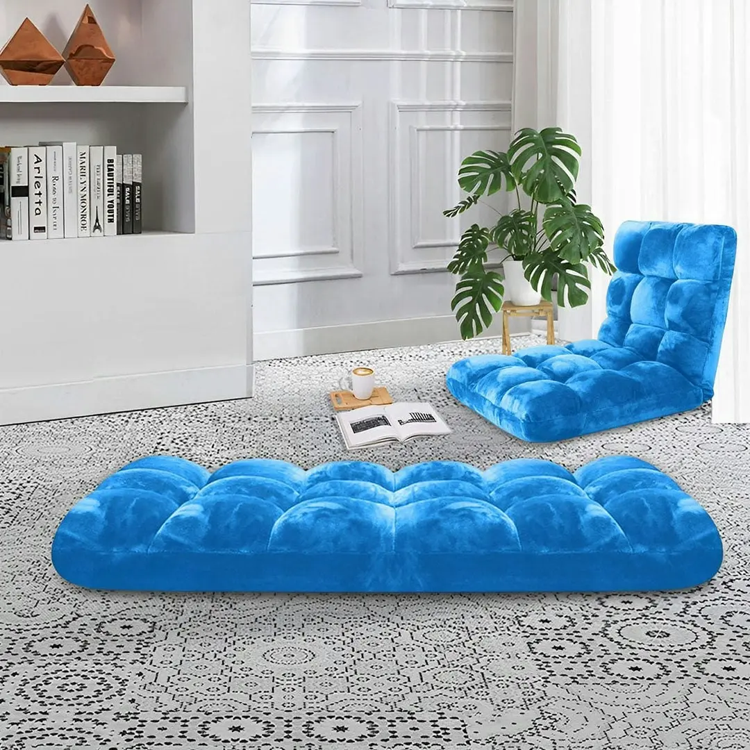 Soga Floor Recliner Folding Lounge Sofa Futon Couch Folding Chair Cushion Blue