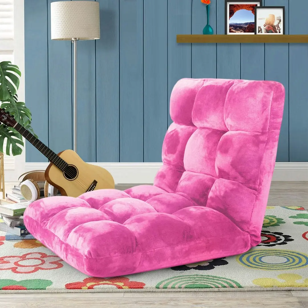 Soga Floor Recliner Folding Lounge Sofa Futon Couch Folding Chair Cushion Light Pink