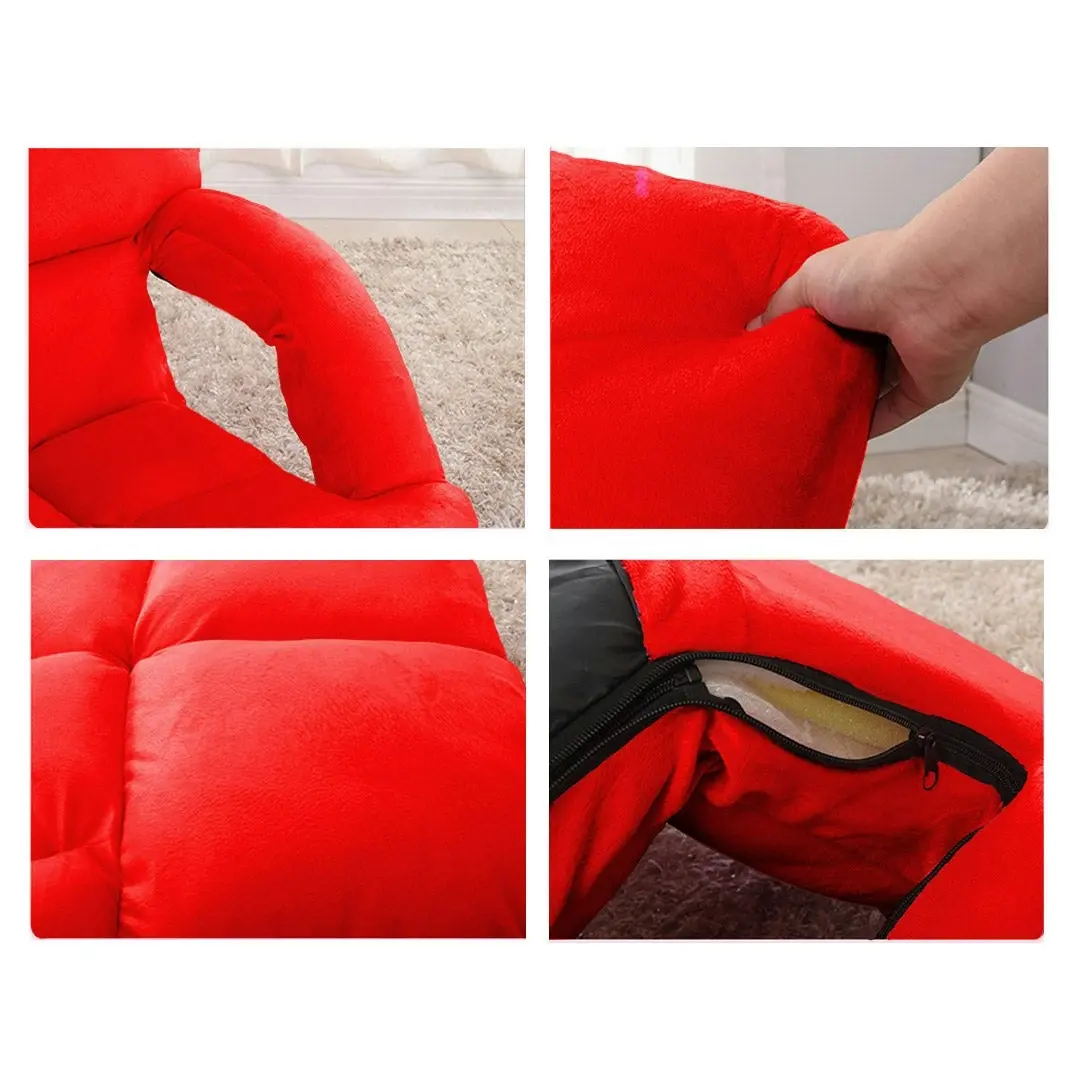 Soga Foldable Lounge Cushion Adjustable Floor Lazy Recliner Chair with Armrest Red